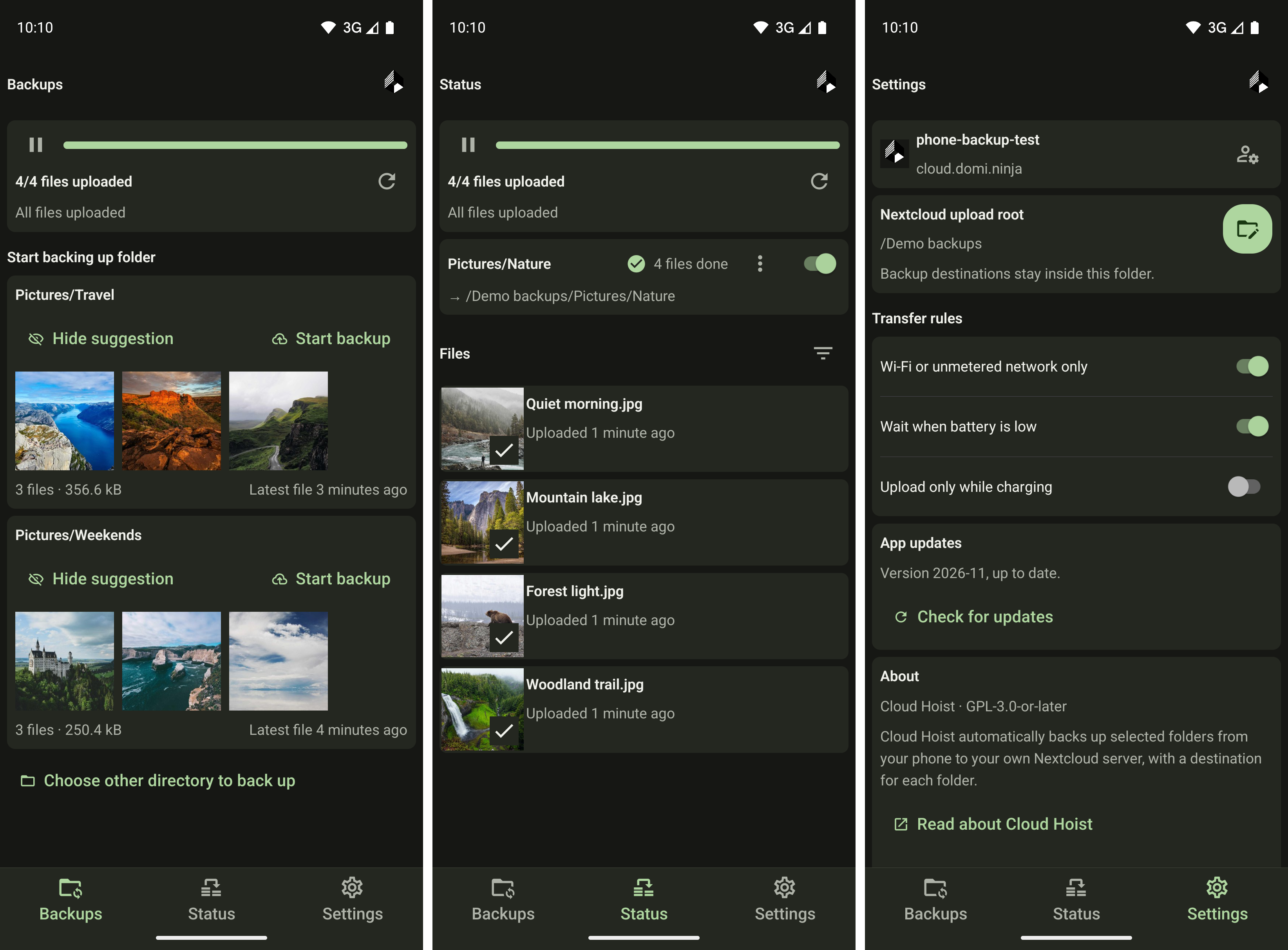 Cloud Hoist: Android folder backups for Nextcloud